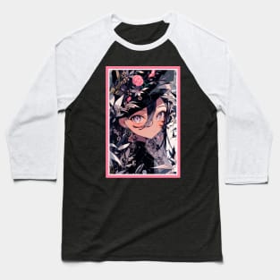 Aesthetic Anime Girl Pink Black | Quality Aesthetic Anime Design | Premium Chibi Manga Anime Art Baseball T-Shirt